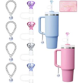 8 قطع من قطع الماس من القش لكأس ستانلي 30 و40 أونصة من الكريستال اللامع ملحقات كأس ستانلي اللطيفة من السيليكون غطاء من القش 10 مم لزجاجة المياه وغطاء من القش وغطاء بهلوان وإكسسوارات قابلة لإعادة الاستخدام in Kuwait