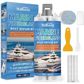 Marine Fiberglass Repair Kit for Boats, Gel Coat Repair Kit for Boats, Gelcoat Repair Kit Fix Holes, Chips, Pits, Deep Cracks, Fiberglass Boat Repair Kit for Fiberglass, Acrylic, Porcelain(White)