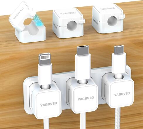 6+1Pack Magnetic Cord Organizer, Wire Holder Keeper Organizer Management, Easy Secure Adhesive Cable Management, for Home,Office,Car,Desk,Nightstand（Pink with magnetic base in Saudi Arabia