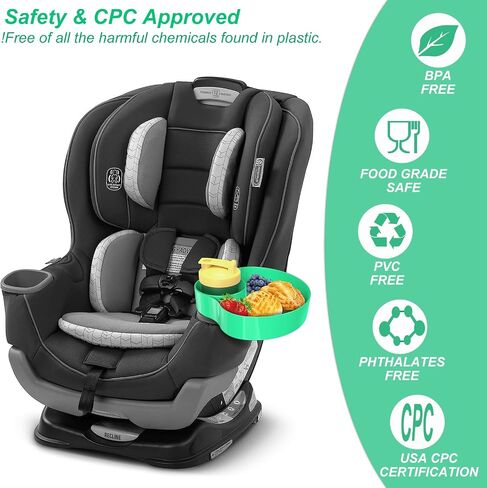 2PCS Kids Car Seat Snack Tray: Travel Trays for Kids Car Cup Holder, Safety Car Seats Tray, Toddler Road Trip Essential, Travel Snacks Food Plate with a Cup Holder -Blue&Pink in Saudi Arabia