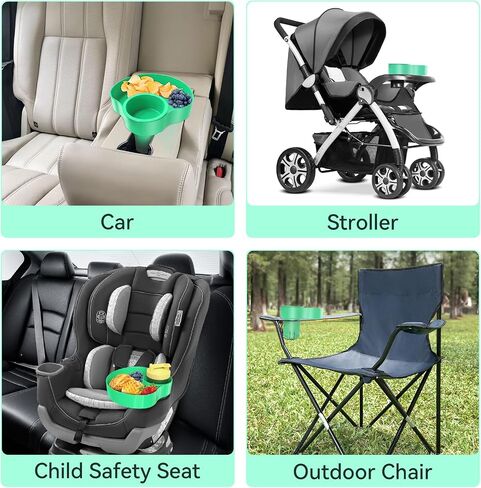 2PCS Kids Car Seat Snack Tray: Travel Trays for Kids Car Cup Holder, Safety Car Seats Tray, Toddler Road Trip Essential, Travel Snacks Food Plate with a Cup Holder -Blue&Pink in Saudi Arabia
