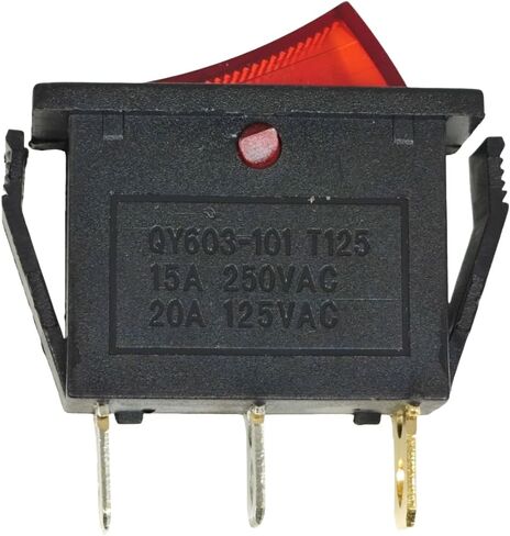 ZE-235L Red Illuminated Rocker Switch ON-OFF Compatible with Zing Ear Compatible wtih Canal RH Series Compatible wtih Defond DRH 1215 3 Prong 15A 250VAC 20A 125VAC Lighted SPST Snap-in in Saudi Arabia