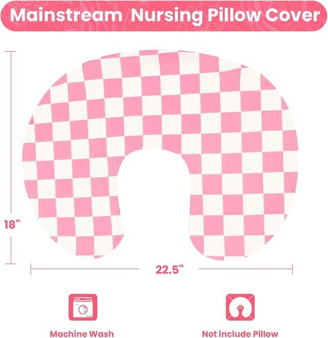 Nursing Pillow Cover, Ultra Soft Case for Baby Boy and Girls, Stretchy Removable Slipcover for Breastfeeding Pillows, Green Checkerboard Grid in Saudi Arabia
