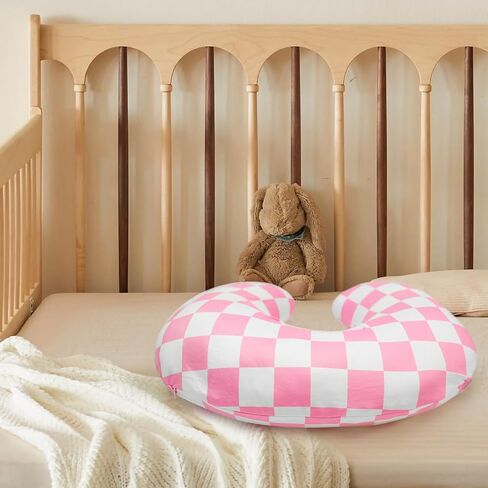 Nursing Pillow Cover, Ultra Soft Case for Baby Boy and Girls, Stretchy Removable Slipcover for Breastfeeding Pillows, Green Checkerboard Grid in Saudi Arabia