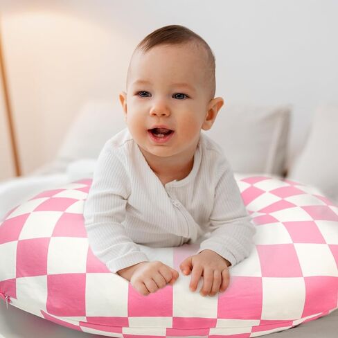 Nursing Pillow Cover, Ultra Soft Case for Baby Boy and Girls, Stretchy Removable Slipcover for Breastfeeding Pillows, Green Checkerboard Grid in Saudi Arabia