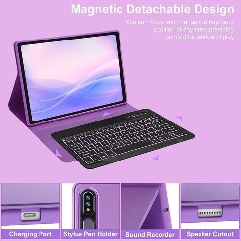 Touchpad Samsung Galaxy Tab S8 Plus/S7 FE/S7 Plus 12.4" Keyboard Case, 7 Colors Backlit Keyboard Cover with S Pen Holder & Detachable Bluetooth Keyboard for Tab S7 FE 2021/S7 Plus 2020/S8+ 2022 (Blue) in Saudi Arabia