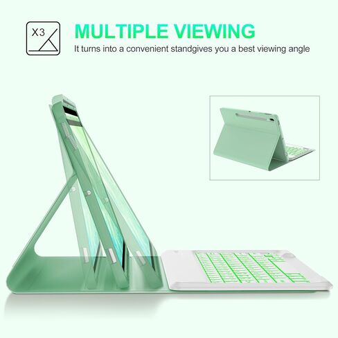 حافظة لوحة مفاتيح Samsung Galaxy Tab S8 Plus/S7 FE/S7 Plus مقاس 12.4 بوصة، غطاء لوحة مفاتيح بإضاءة خلفية 7 ألوان مع حامل قلم S ولوحة مفاتيح بلوتوث قابلة للفصل لجهاز Tab S7 FE 2021/S7 Plus 2020/S8+ 2022 (أزرق) in Kuwait
