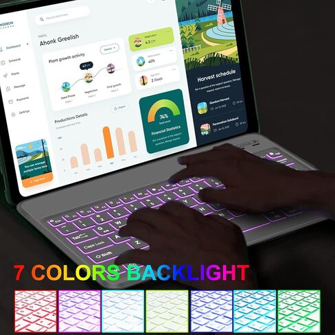 حافظة لوحة مفاتيح Samsung Galaxy Tab S8 Plus/S7 FE/S7 Plus مقاس 12.4 بوصة، غطاء لوحة مفاتيح بإضاءة خلفية 7 ألوان مع حامل قلم S ولوحة مفاتيح بلوتوث قابلة للفصل لجهاز Tab S7 FE 2021/S7 Plus 2020/S8+ 2022 (أزرق) in Kuwait