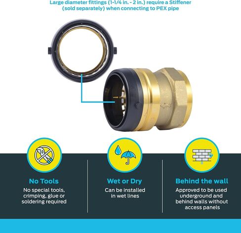 SharkBite 2 Inch FNPT Adapter, Push to Connect Brass Plumbing Fitting, PEX Pipe, Copper, CPVC, PE-RT, HDPE, UXL115450F in Saudi Arabia