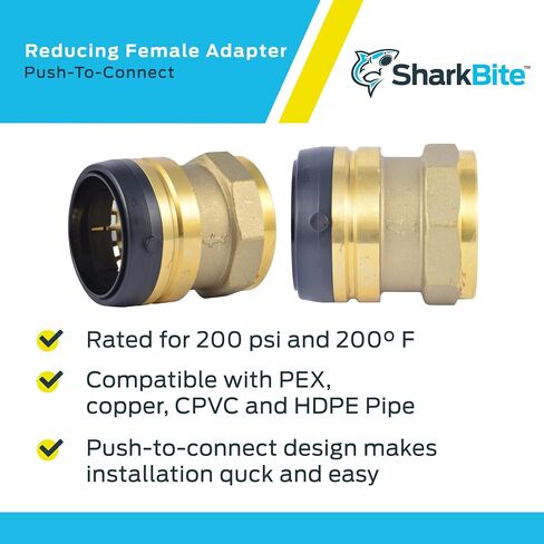 SharkBite 2 Inch FNPT Adapter, Push to Connect Brass Plumbing Fitting, PEX Pipe, Copper, CPVC, PE-RT, HDPE, UXL115450F in Saudi Arabia