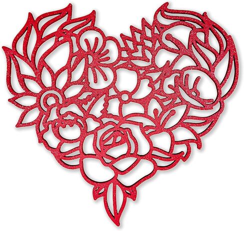 Urbalabs You Stole My Heart Wood Heart Wall Decor 12" Inch Modern Red Sparkle Love Wall Decor Minimalist Wooden Heart Decor For Bedroom Wood Sculpture Panel Love Decor Laser Engraved Made In USA (12 in Saudi Arabia