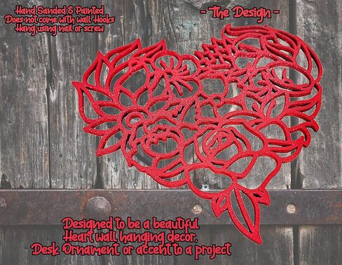 Urbalabs You Stole My Heart Wood Heart Wall Decor 12" Inch Modern Red Sparkle Love Wall Decor Minimalist Wooden Heart Decor For Bedroom Wood Sculpture Panel Love Decor Laser Engraved Made In USA (12 in Saudi Arabia