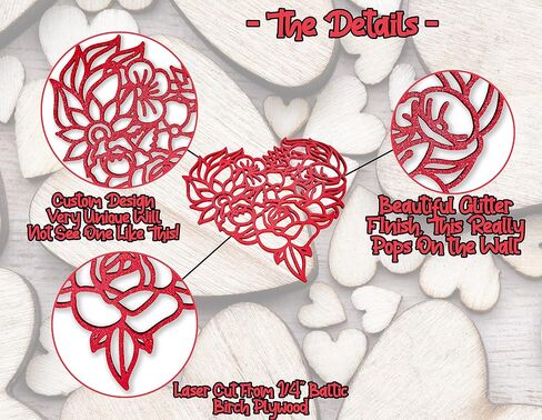 Urbalabs You Stole My Heart Wood Heart Wall Decor 12" Inch Modern Red Sparkle Love Wall Decor Minimalist Wooden Heart Decor For Bedroom Wood Sculpture Panel Love Decor Laser Engraved Made In USA (12 in Saudi Arabia