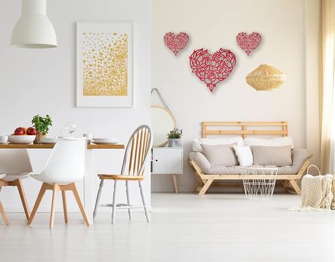 Urbalabs You Stole My Heart Wood Heart Wall Decor 12" Inch Modern Red Sparkle Love Wall Decor Minimalist Wooden Heart Decor For Bedroom Wood Sculpture Panel Love Decor Laser Engraved Made In USA (12 in Saudi Arabia