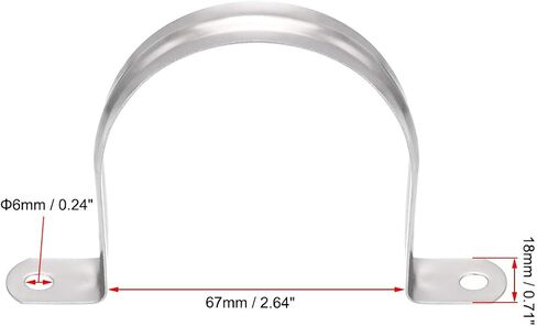 uxcell 67mm(2.6") Rigid Pipe Strap, 2 Hole Tube Straps 201 Stainless Steel Tension Tube Clip Clamp 8pcs in Kuwait