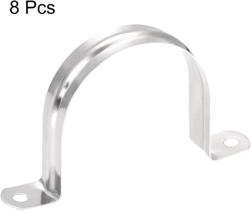 uxcell 67mm(2.6") Rigid Pipe Strap, 2 Hole Tube Straps 201 Stainless Steel Tension Tube Clip Clamp 8pcs in Kuwait