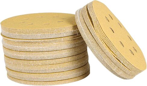 100 قطعة من وسادات الخطاف والحلقة قرص الصنفرة 5 بوصات 8 فتحات 100 حبيبة من أكسيد الألومنيوم الدائري المتدفق مناسب لملحقات تلميع مطحنة الصنفرة in Kuwait