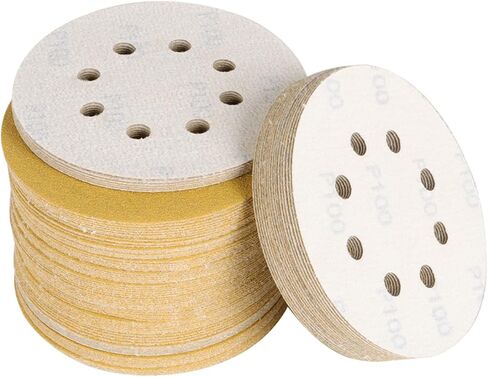 100 قطعة من وسادات الخطاف والحلقة قرص الصنفرة 5 بوصات 8 فتحات 100 حبيبة من أكسيد الألومنيوم الدائري المتدفق مناسب لملحقات تلميع مطحنة الصنفرة in Kuwait