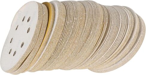 100 قطعة من وسادات الخطاف والحلقة قرص الصنفرة 5 بوصات 8 فتحات 100 حبيبة من أكسيد الألومنيوم الدائري المتدفق مناسب لملحقات تلميع مطحنة الصنفرة in Kuwait