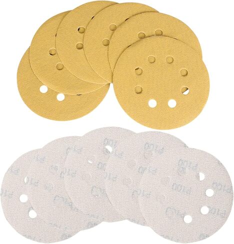 100 قطعة من وسادات الخطاف والحلقة قرص الصنفرة 5 بوصات 8 فتحات 100 حبيبة من أكسيد الألومنيوم الدائري المتدفق مناسب لملحقات تلميع مطحنة الصنفرة in Kuwait