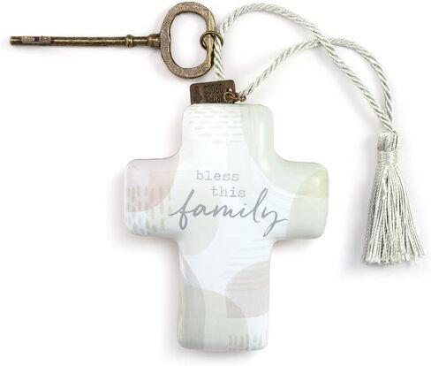 DEMDACO Bless This Family Grey 4 x 3.5 Resin Stone Art Cross Token in Saudi Arabia