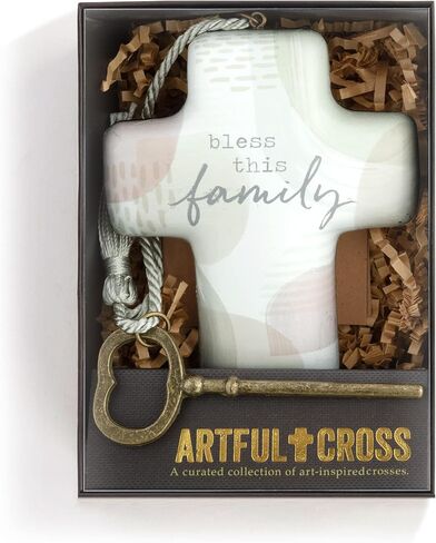DEMDACO Bless This Family Grey 4 x 3.5 Resin Stone Art Cross Token in Saudi Arabia