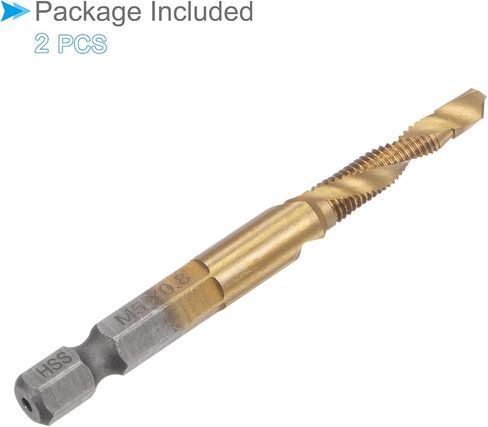 Combination Drill and Tap Bit, M10 x 1.5 Thread Size 1/4" Hex Shank, Titanium Coated High Speed Steel Long Tools - (Applications: for Aluminum Stainless Steel Plastic Long) in Saudi Arabia