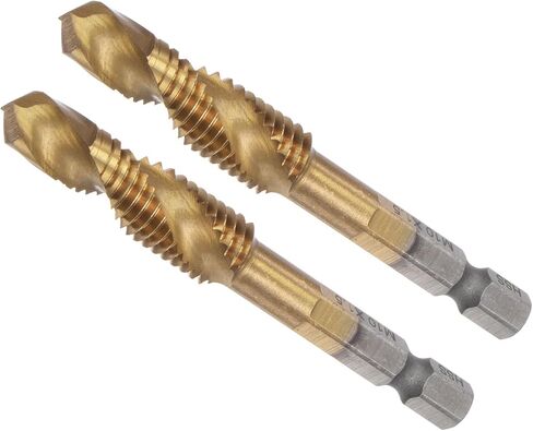 Combination Drill and Tap Bit, M10 x 1.5 Thread Size 1/4" Hex Shank, Titanium Coated High Speed Steel Long Tools - (Applications: for Aluminum Stainless Steel Plastic Long) in Saudi Arabia