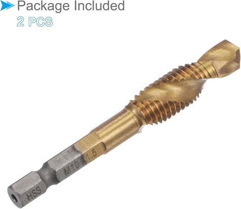 Combination Drill and Tap Bit, M10 x 1.5 Thread Size 1/4" Hex Shank, Titanium Coated High Speed Steel Long Tools - (Applications: for Aluminum Stainless Steel Plastic Long) in Saudi Arabia