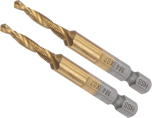 Combination Drill and Tap Bit, M10 x 1.5 Thread Size 1/4" Hex Shank, Titanium Coated High Speed Steel Long Tools - (Applications: for Aluminum Stainless Steel Plastic Long) in Saudi Arabia