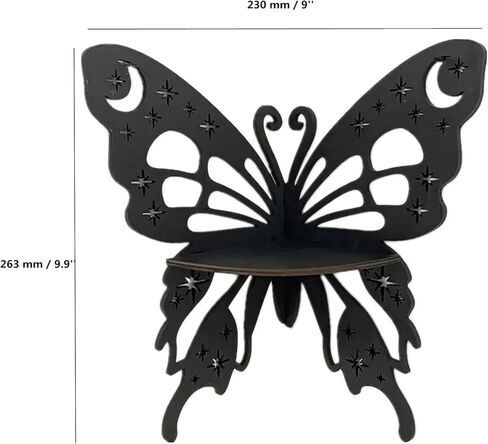 TANG SONG Butterfly Moon Star Bohemian Style Wooden Corner Shelf Decorative Shelf Floating Wall Mounted Crystal Shelf Corner Shelves for Bedroom Kitchen Office Living Room (Black) in Kuwait