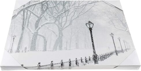 Clever Creations 16 x 12 Inch Christmas LED Wall Canvas Art Home Decor, Light Up Battery Operated Snowy Winter Scene, Winter Path in Saudi Arabia