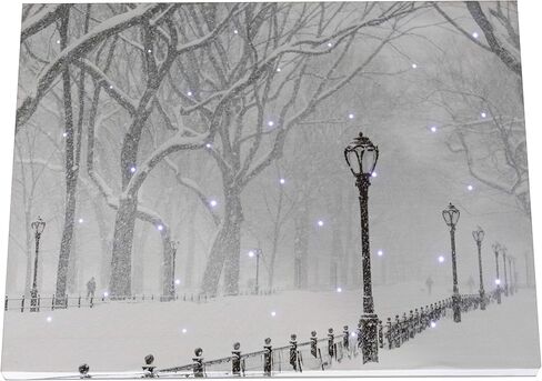 Clever Creations 16 x 12 Inch Christmas LED Wall Canvas Art Home Decor, Light Up Battery Operated Snowy Winter Scene, Winter Path in Saudi Arabia