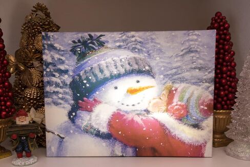 Clever Creations 16 x 12 Inch Christmas LED Wall Canvas Art Home Decor, Light Up Battery Operated Snowy Winter Scene, Winter Path in Kuwait