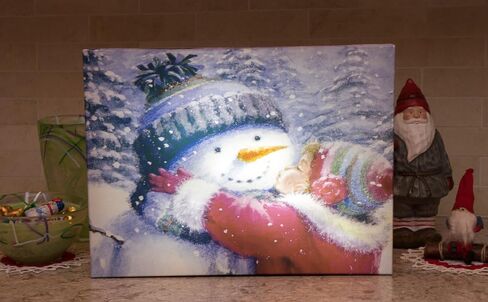 Clever Creations 16 x 12 Inch Christmas LED Wall Canvas Art Home Decor, Light Up Battery Operated Snowy Winter Scene, Winter Path in Kuwait