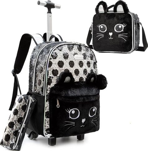 Meetbelify Rolling Backpack for Girls Backpacks with Wheels for Elementary School Students Kids 3 in 1 Travel Luggage Suitcase with Lunch Box Pencil Case for Girls Age 8-10 Cute Panda in Saudi Arabia