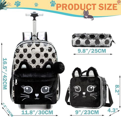 Meetbelify Rolling Backpack for Girls Backpacks with Wheels for Elementary School Students Kids 3 in 1 Travel Luggage Suitcase with Lunch Box Pencil Case for Girls Age 8-10 Cute Panda in Saudi Arabia