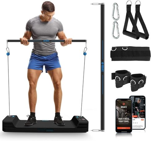 SQUATZ Apollo Board Mini: آلة كابل الصالة الرياضية المنزلية الذكية بمقاومة 150 رطل | مدرب وظيفي لتمارين الجسم بالكامل | معدات رياضية منزلية رقمية مع تطبيق مجاني (برتقالي) in Kuwait