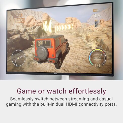 Dell S2425HS Monitor - 23.8 Inch, FHD (1920x1080) Display, 100Hz refresh rate 1500:1 contrast ratio, TÜV Rheinland Eye comfort 4 Star, Integrated 2x5W speaker, Height/Tilt/Swivel/Pivot - Ash White in Saudi Arabia