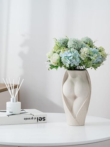 Clear Glass Vase, Ribbed Wide Necked Vase, Art Deco Vase, Modern Home Decoration, Suitable for Wedding, Dining Table, Living Room, Office, Bedroom(7" H) in Saudi Arabia