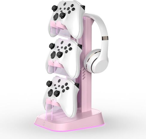 Gaming RGB Headphones Stand, Headset Stand with Colorful Light Modes-Controller Holder with 2 USB Charging Ports and Type-c-Earphone Hanger Accessories for Desktop Gamer (Black) in Saudi Arabia