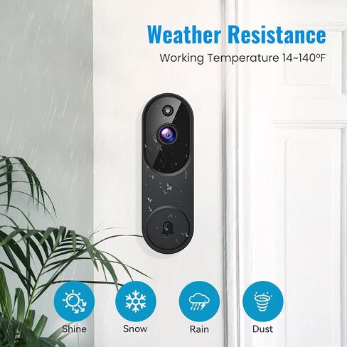 1080p Video Doorbell Camera Wireless, Chime Ringer Included, AI Human Detection, 2-Way Audio, Live View, 2.4G WiFi, Night Vision, Cloud Storage, Rechargeable Battery, Home Security System in Saudi Arabia