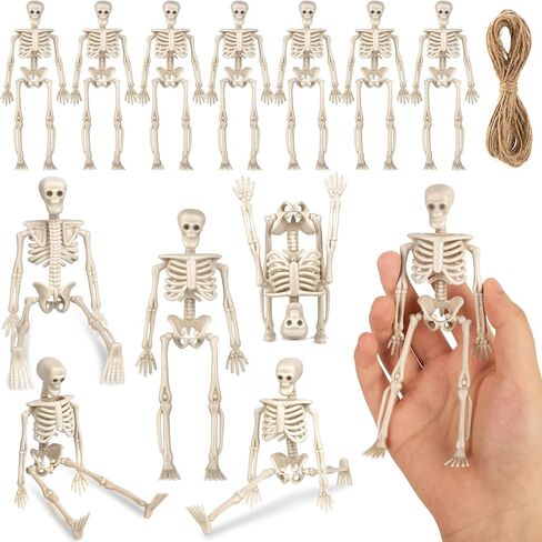 24 Pcs Mini Skeleton Figurines, Small Old Plastic Skeleton Figurines for Craft Decoration, Halloween Skeleton Figurines for Party Supplies Decor in Saudi Arabia