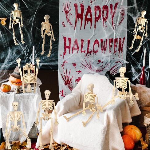 24 Pcs Mini Skeleton Figurines, Small Old Plastic Skeleton Figurines for Craft Decoration, Halloween Skeleton Figurines for Party Supplies Decor in Saudi Arabia