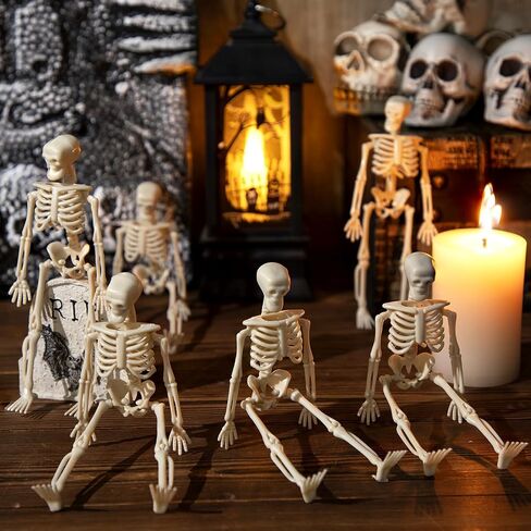24 Pcs Mini Skeleton Figurines, Small Old Plastic Skeleton Figurines for Craft Decoration, Halloween Skeleton Figurines for Party Supplies Decor in Saudi Arabia