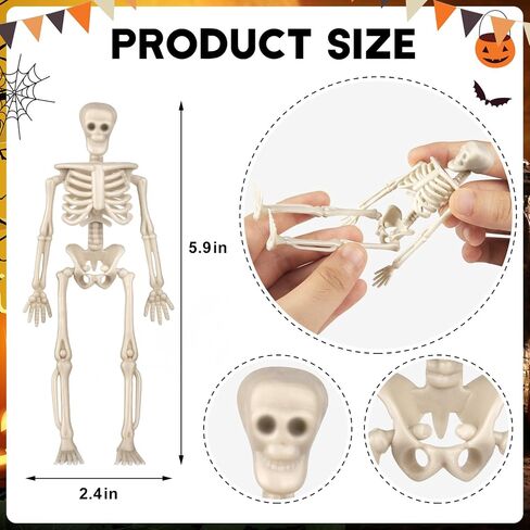 24 Pcs Mini Skeleton Figurines, Small Old Plastic Skeleton Figurines for Craft Decoration, Halloween Skeleton Figurines for Party Supplies Decor in Saudi Arabia