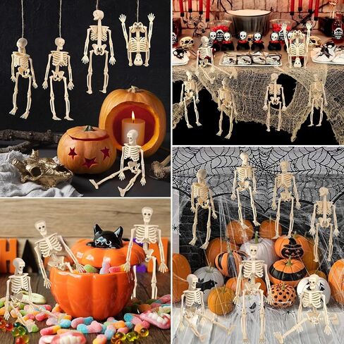 24 Pcs Mini Skeleton Figurines, Small Old Plastic Skeleton Figurines for Craft Decoration, Halloween Skeleton Figurines for Party Supplies Decor in Saudi Arabia