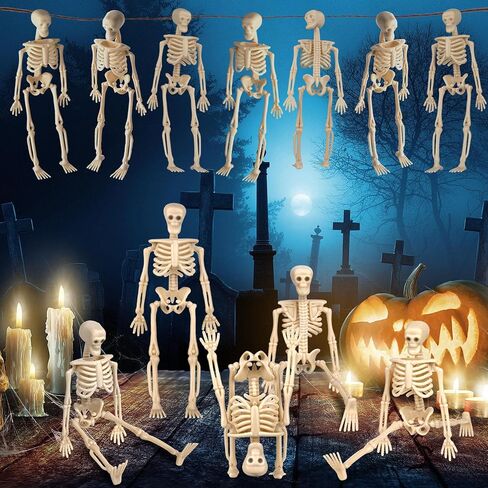 24 Pcs Mini Skeleton Figurines, Small Old Plastic Skeleton Figurines for Craft Decoration, Halloween Skeleton Figurines for Party Supplies Decor in Saudi Arabia
