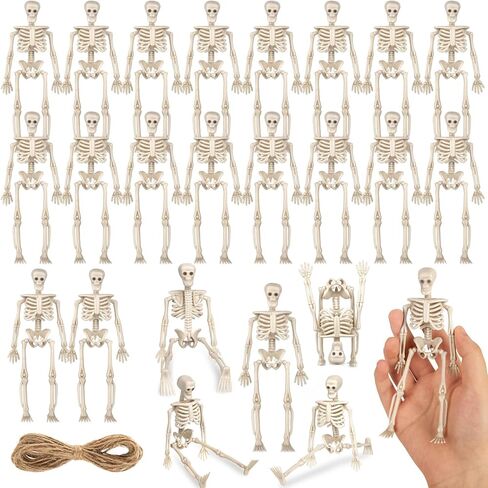 24 Pcs Mini Skeleton Figurines, Small Old Plastic Skeleton Figurines for Craft Decoration, Halloween Skeleton Figurines for Party Supplies Decor in Saudi Arabia