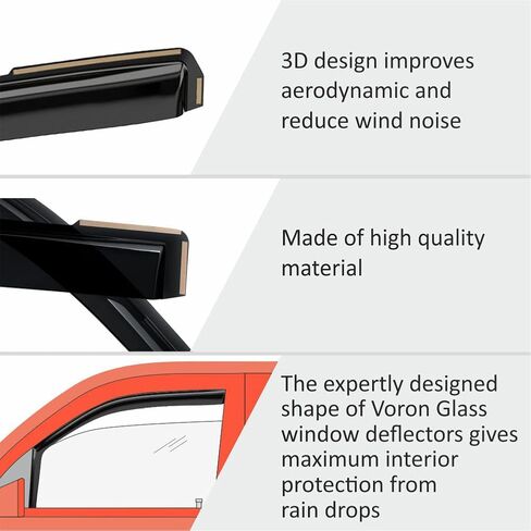 Voron Glass in-Channel Extra Durable Rain Guards for Toyota RAV4 2019-2024, Window Deflectors, Vent Window Visors, 4 Pieces - 200555 Black in Saudi Arabia